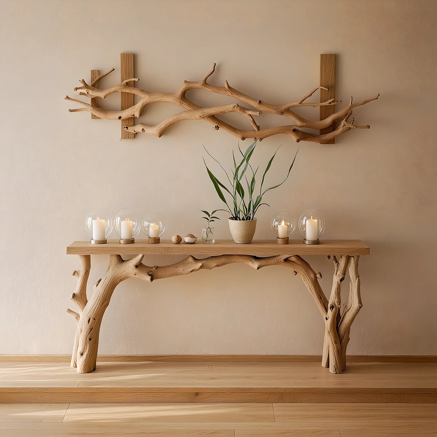 :Handmade rustic natural wood console table, farmhouse style console table, living side table, entryway table, housewarming gift