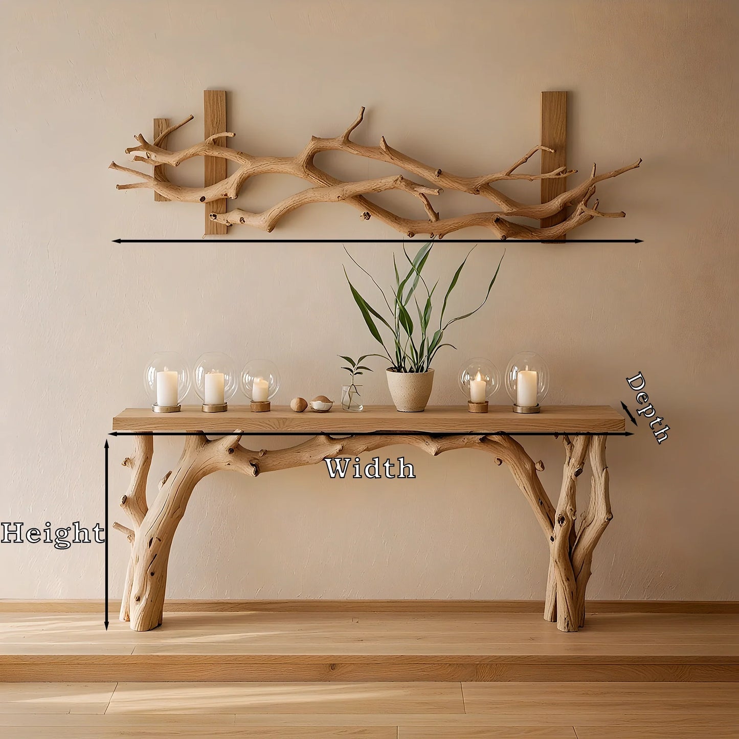 :Handmade rustic natural wood console table, farmhouse style console table, living side table, entryway table, housewarming gift