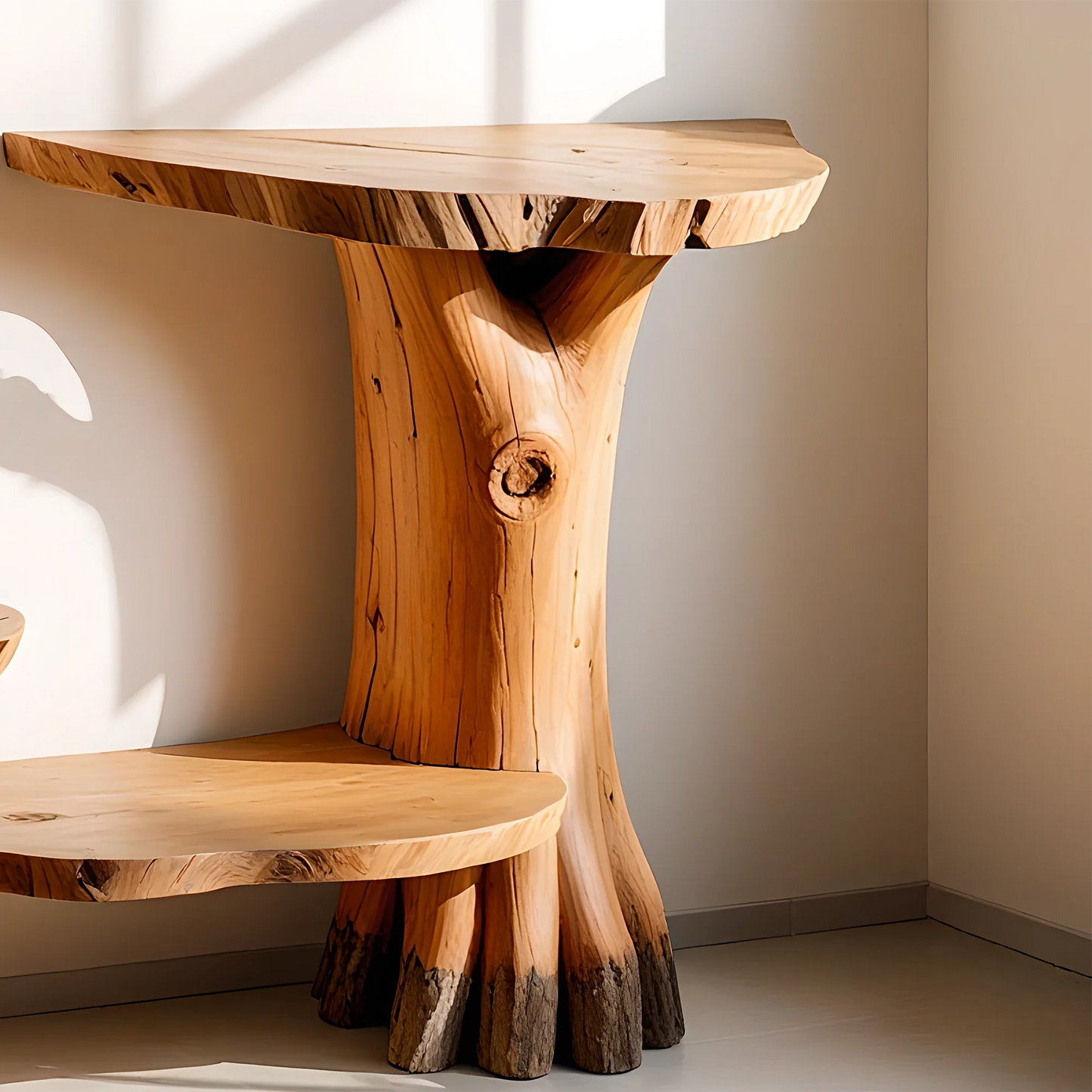 unique console table, natural wood table, driftwood table, living room decoration table