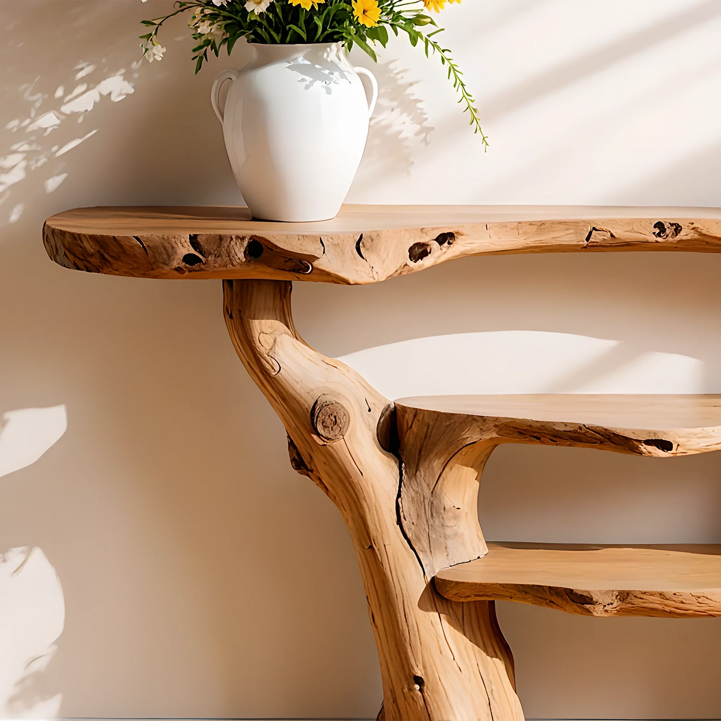 custom console table with 3 tiers, solid wood table, home decor table
