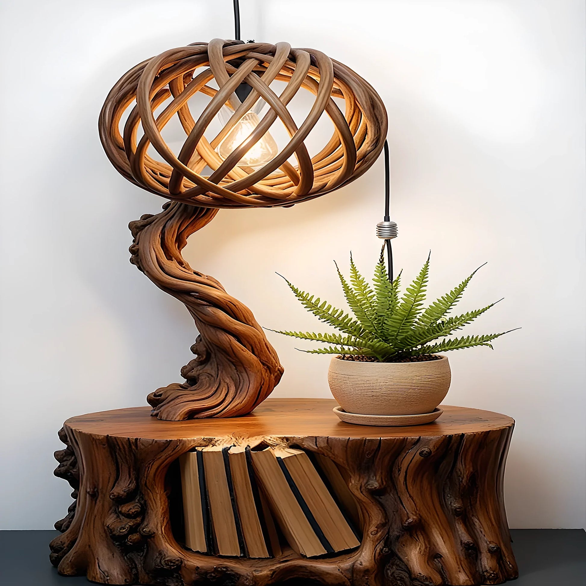 Bedroom lamp, solid wood reading lamp 
